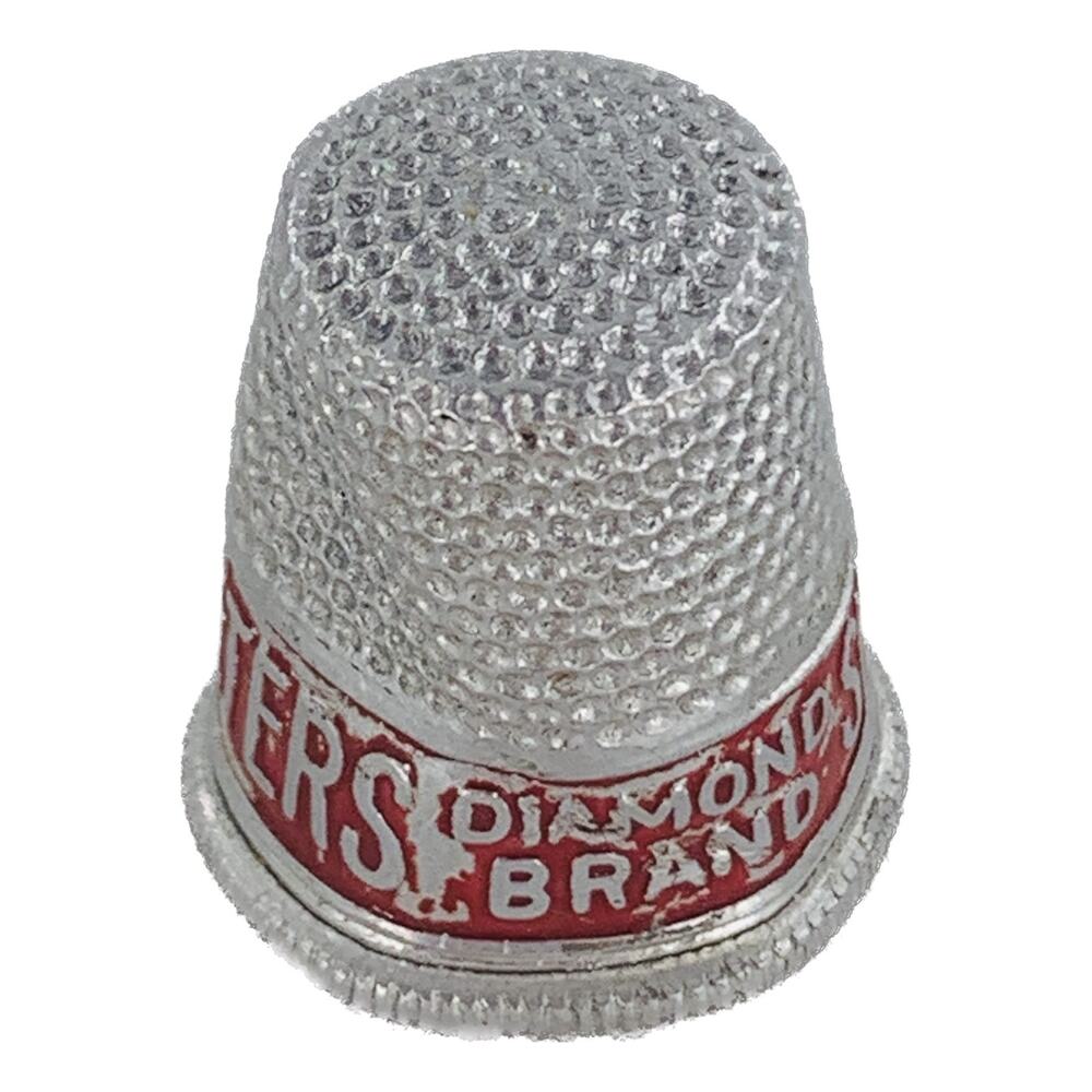 Vintage Thimble Peters Diamond Brand Shoes Aluminum Silver Red Imperfect Used